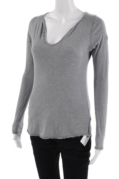 Zadig & Voltaire Women V-Neck Long Sleeve Basic Tunic Gray 100% Cotton Size XS