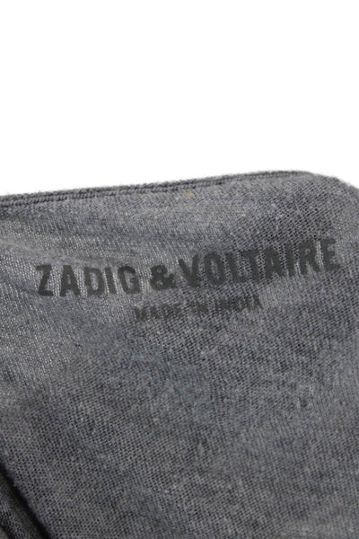 Zadig & Voltaire Women V-Neck Long Sleeve Basic Tunic Gray 100% Cotton Size XS