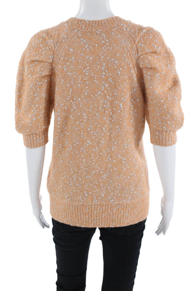 Rebecca Taylor Women Pullover Sweater Tan Polka Dot 3/4 Sleeve Size S