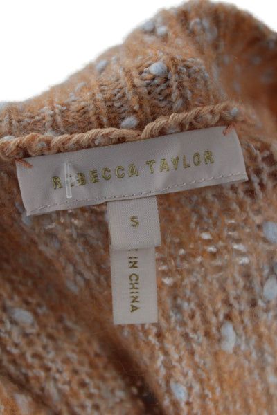 Rebecca Taylor Women Pullover Sweater Tan Polka Dot 3/4 Sleeve Size S