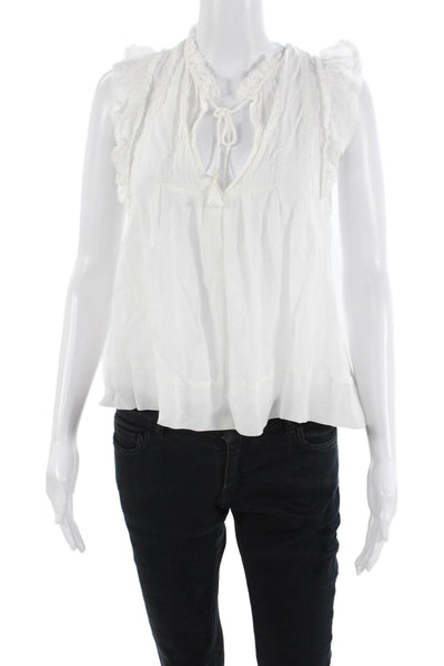 Poupette St. Barth Women Boho Sleeveless White Viscose Blouse Size S