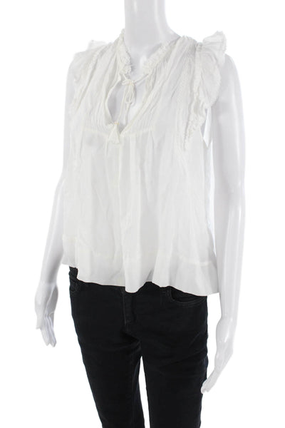 Poupette St. Barth Women Boho Sleeveless White Viscose Blouse Size S