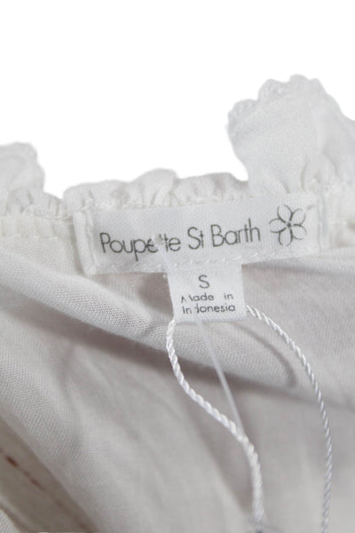Poupette St. Barth Women Boho Sleeveless White Viscose Blouse Size S