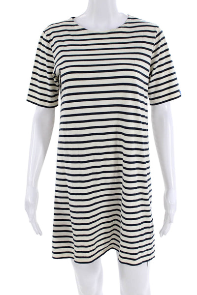 Kule Womens T-Shirt Dress Beige Striped Cotton Crew Neck Short Sleeve Size S