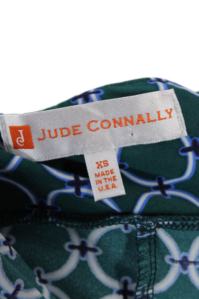 Jude Connally Womens Textured Graphic Printed Short Skirt Green Size XS