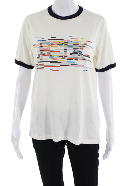 French Connection Mens White Graphic Crew Neck Short Sleeve T-Shirt Size S