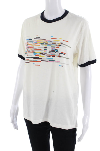 French Connection Mens White Graphic Crew Neck Short Sleeve T-Shirt Size S