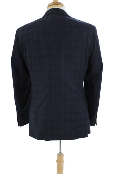 DKNY Mens Striped Print Collared Buttoned Long Sleeve Blazer Blue Size EUR 40