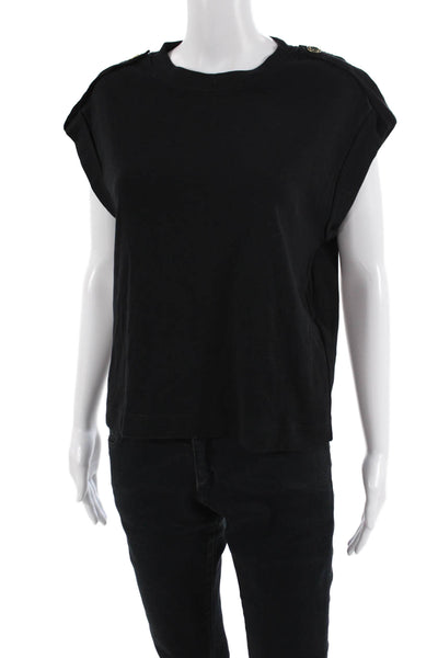 Sandro Paris Women Basic Jersey Black 100% Cotton Short Sleeve T-Shirt Size 1