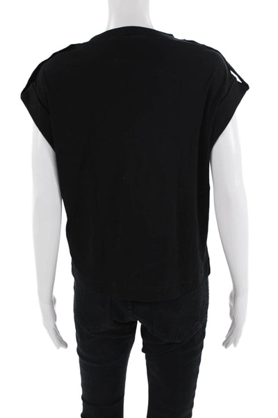 Sandro Paris Women Basic Jersey Black 100% Cotton Short Sleeve T-Shirt Size 1