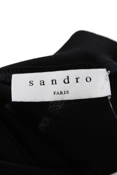 Sandro Paris Women Basic Jersey Black 100% Cotton Short Sleeve T-Shirt Size 1