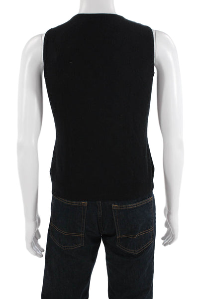 Brooks Brothers Mens Wool Textured Knitted Pullover Sweater Vest Black Size M
