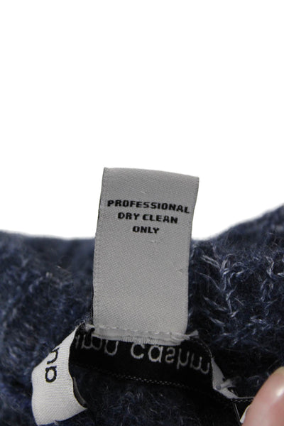 Autumn Cashmere Women Pullover Dark Blue Geometric Crewneck Size S