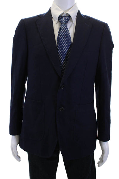 Sartoria Ambrosiana Mens Two Button Blazer Jacket Navy Blue Size 38