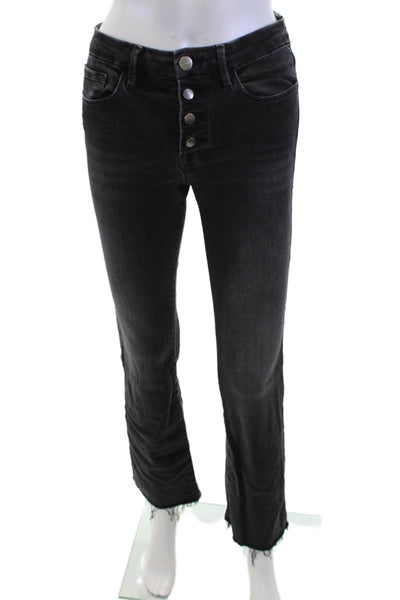 Frame Womens Cropped Straight Black Jeans Low Rise Size 27