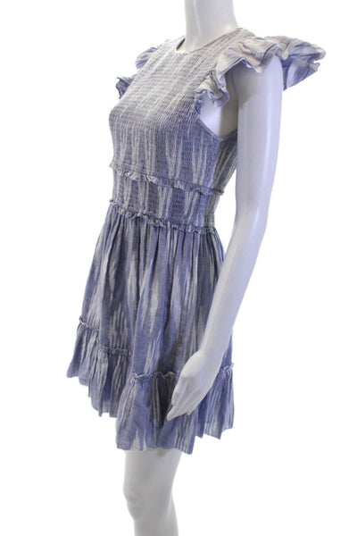 Saylor Women Fit & Flare Mini Dress Blue Cotton Round Neck Size S