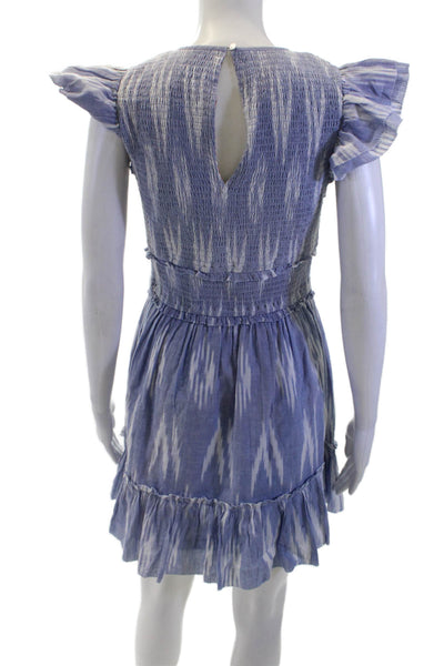 Saylor Women Fit & Flare Mini Dress Blue Cotton Round Neck Size S
