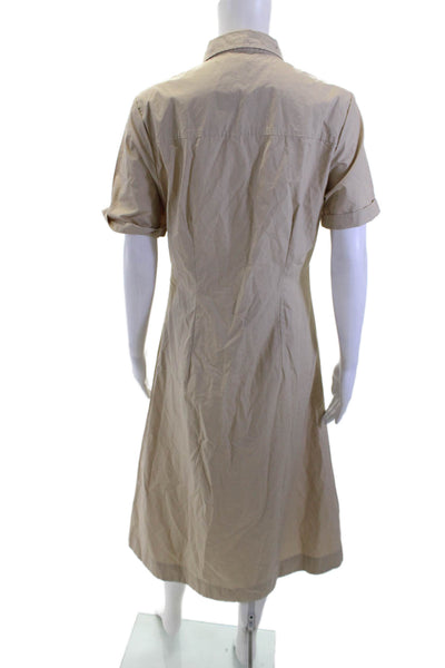Habitual Womens Shirt Dress Beige Button Cotton Petite Short Sleeve Size S