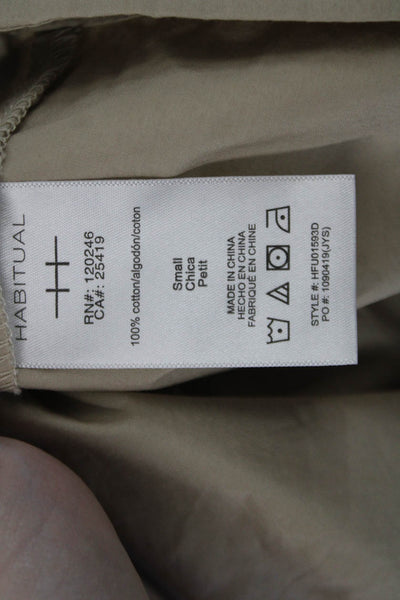 Habitual Womens Shirt Dress Beige Button Cotton Petite Short Sleeve Size S