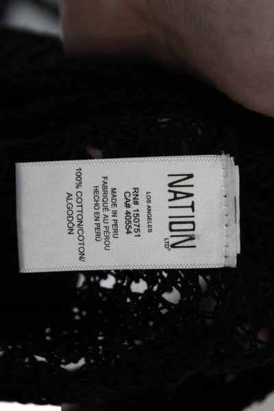 Nation LTD Womens Black Cropped Tank Cotton Round Neck Boho Size S