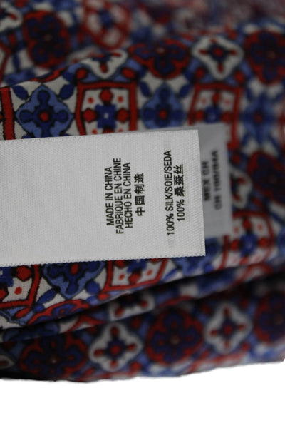Juicy Couture Womens Silk Aztec High-Neck Button-Up Blouse Blue Size S