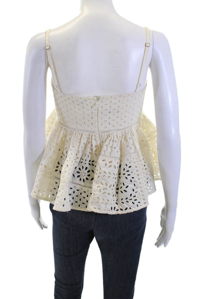 Rhode Women Beige Cropped Camisole Square Neck 100% Cotton Bohemian Size XS