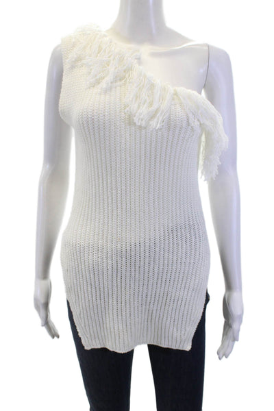 Sfizio Womens Sleeveless Tunic Top White Cotton Boho Solid Size S