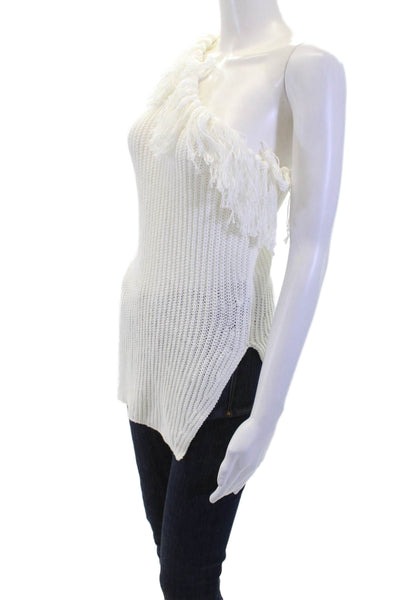 Sfizio Womens Sleeveless Tunic Top White Cotton Boho Solid Size S