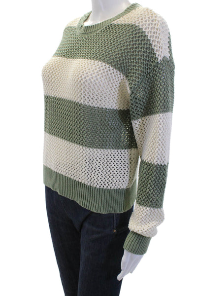 Z Supply Womens Green Striped Cotton Pullover Sweater Crew Neck Size XS