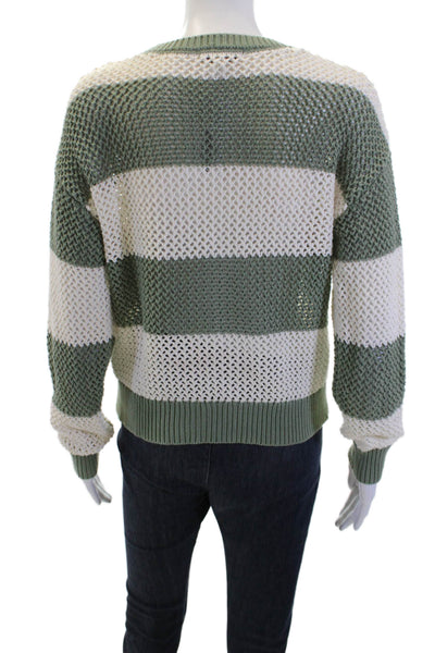 Z Supply Womens Green Striped Cotton Pullover Sweater Crew Neck Size XS