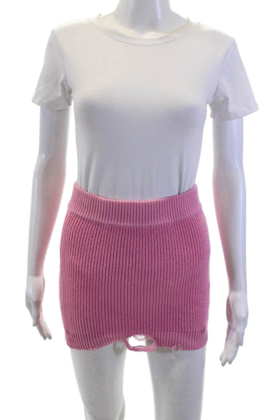 Ser.O.Ya Womens Cotton Stretch Knit Sweater Mini Skirt Pink Size S