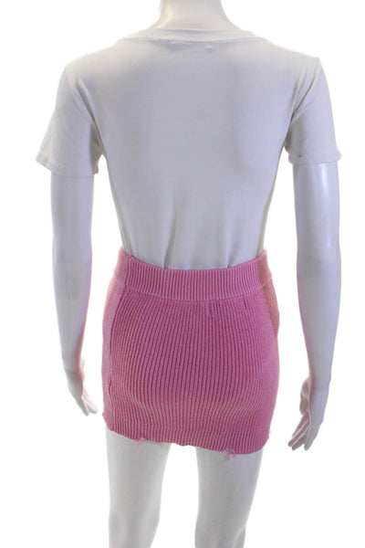 Ser.O.Ya Womens Cotton Stretch Knit Sweater Mini Skirt Pink Size S