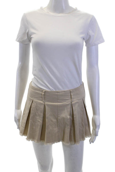 Illa Illa Womens Cotton Zippered Pleated Short Skort Beige Size S