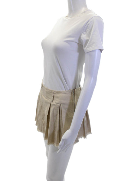 Illa Illa Womens Cotton Zippered Pleated Short Skort Beige Size S