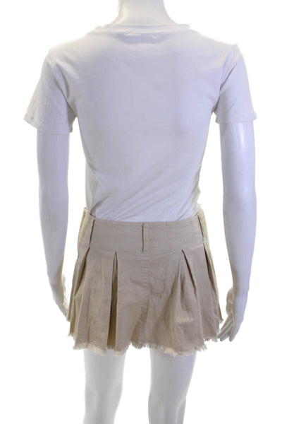 Illa Illa Womens Cotton Zippered Pleated Short Skort Beige Size S