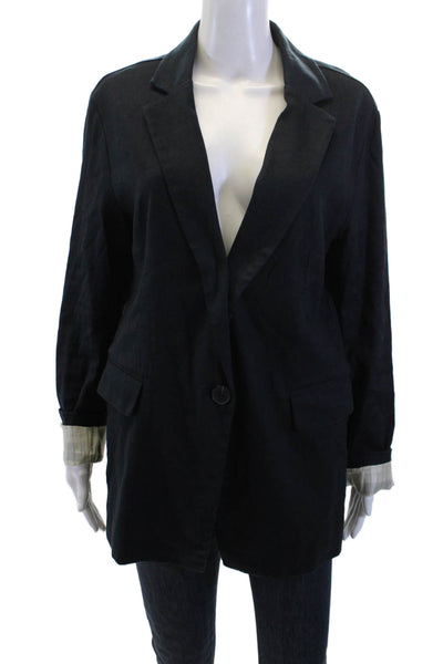 Maeve Anthropologie Womens Notched Collar Long Sleeve Blazer Blue Size M