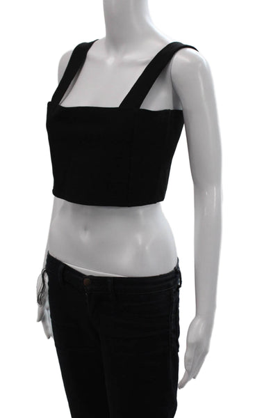 Zara Women Cropped Sleeveless Square Neck Black Tank Size L