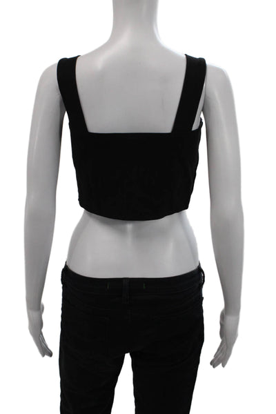 Zara Women Cropped Sleeveless Square Neck Black Tank Size L