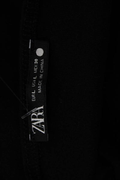 Zara Women Cropped Sleeveless Square Neck Black Tank Size L