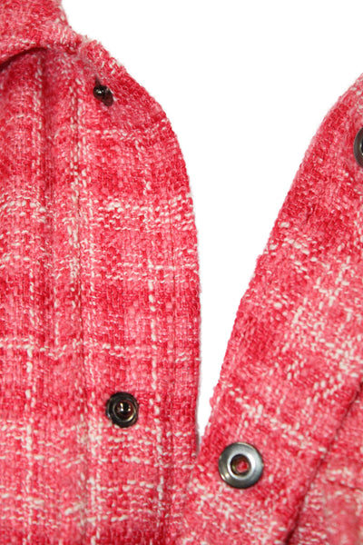 Zara Women Plaid Collared Button Jacket Red Polyester Long Sleeve Size XS