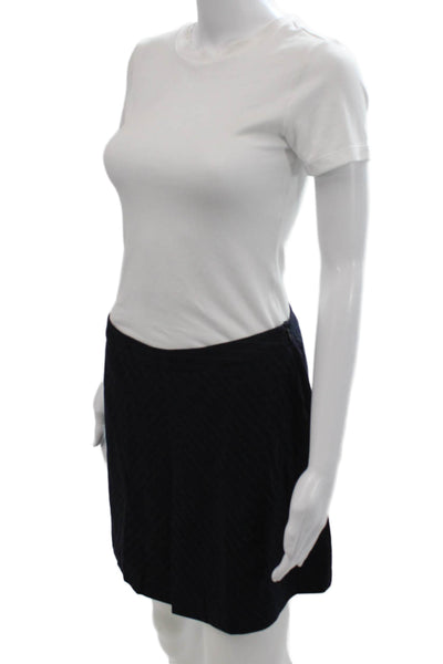 MNG Womens Textured Zip Striped Short Skit Navy Blue Size M