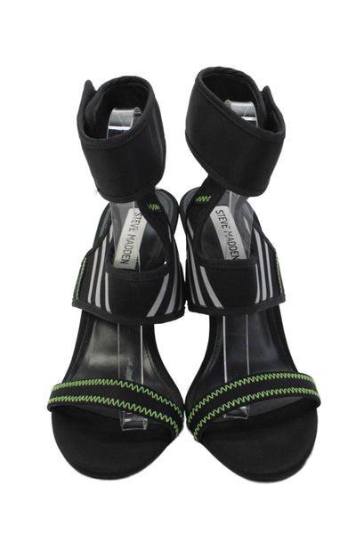 Steve Madden Womens Open Toe Slip On Ankle Strap Heels Black Size 9
