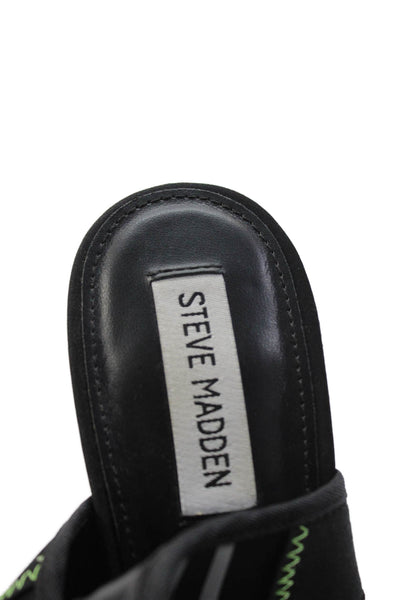 Steve Madden Womens Open Toe Slip On Ankle Strap Heels Black Size 9