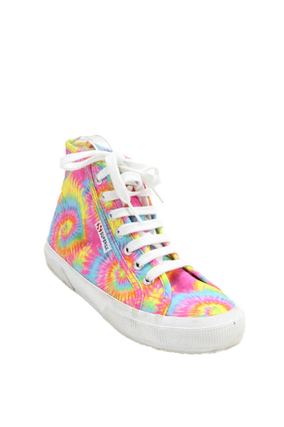 Superga Womens Tie Dye Print High Top Sneakers Multi Colored Size 7.5