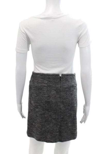 Vince Womens Wool Herringbone Front Zip Detail Mini Skirt Gray Size 2