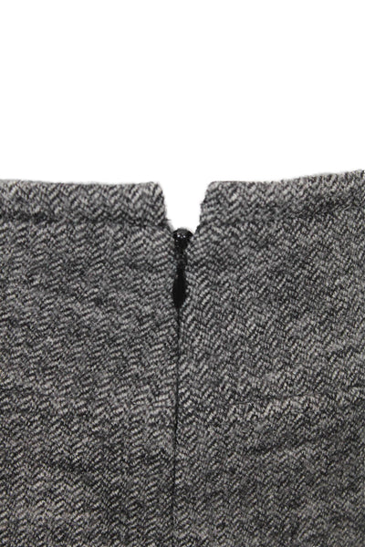 Vince Womens Wool Herringbone Front Zip Detail Mini Skirt Gray Size 2