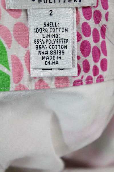 Lilly Pulitzer Womens Cotton Floral Zip Back A-line Skirt Pink Size 2