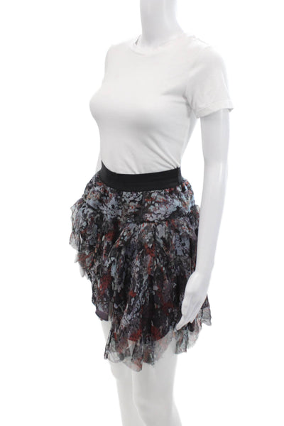 Catherine Malandrino Womens Silk Printed Layered Mini Skirt Multicolor Size 2