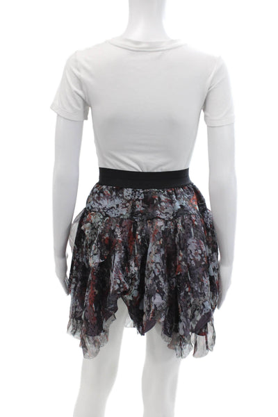 Catherine Malandrino Womens Silk Printed Layered Mini Skirt Multicolor Size 2