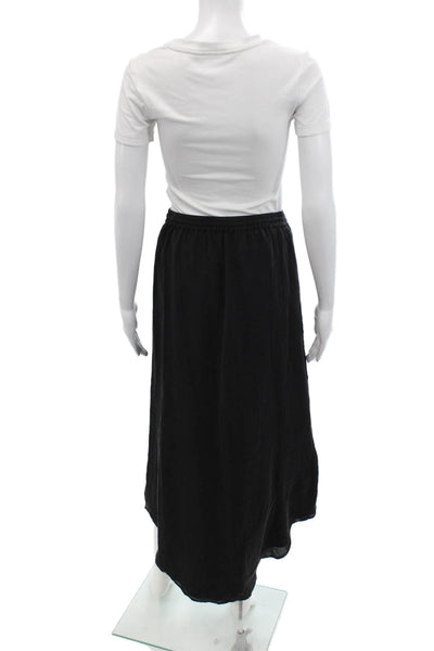 Joie Womens Silk Drawstring Layered Midi Asymmetric Skirt Solid Black Size XS